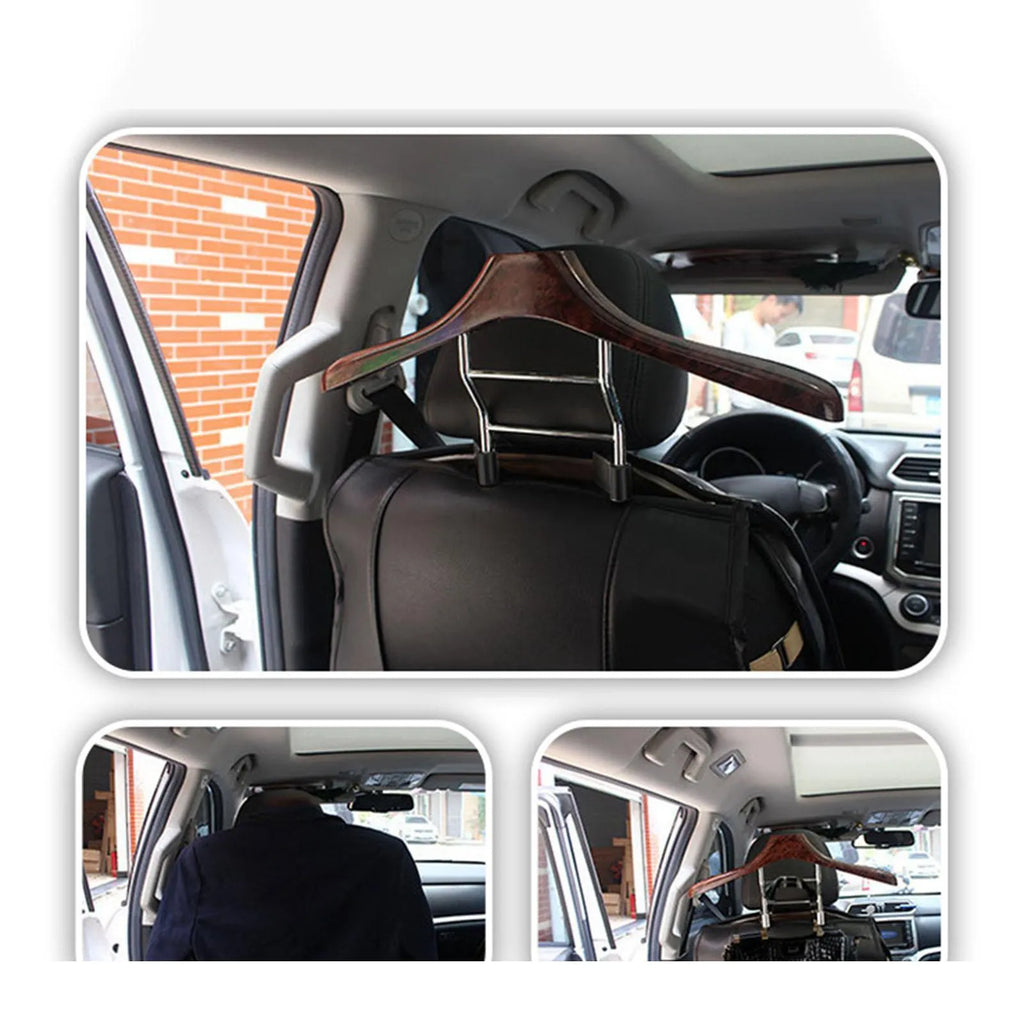 Wood yellow stainless steel car clothes hanger with detachable components measuring 46.5 x 23 cm