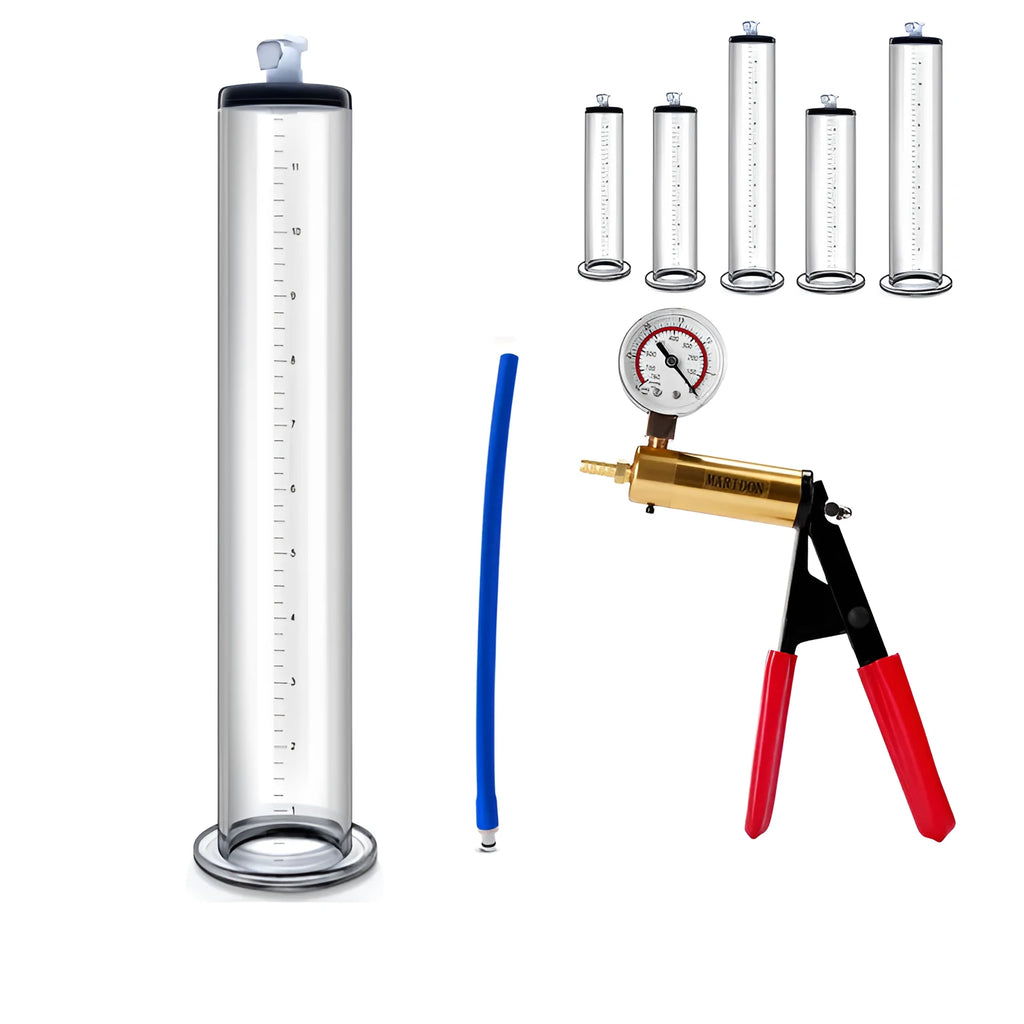 Handle flange cylinder display gym equipment workout kit with silicone pump and extender in 9 and 12 inch sizes