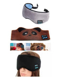 Black Bluetooth sleep mask with integrated wireless headphones for music listening and blackout.