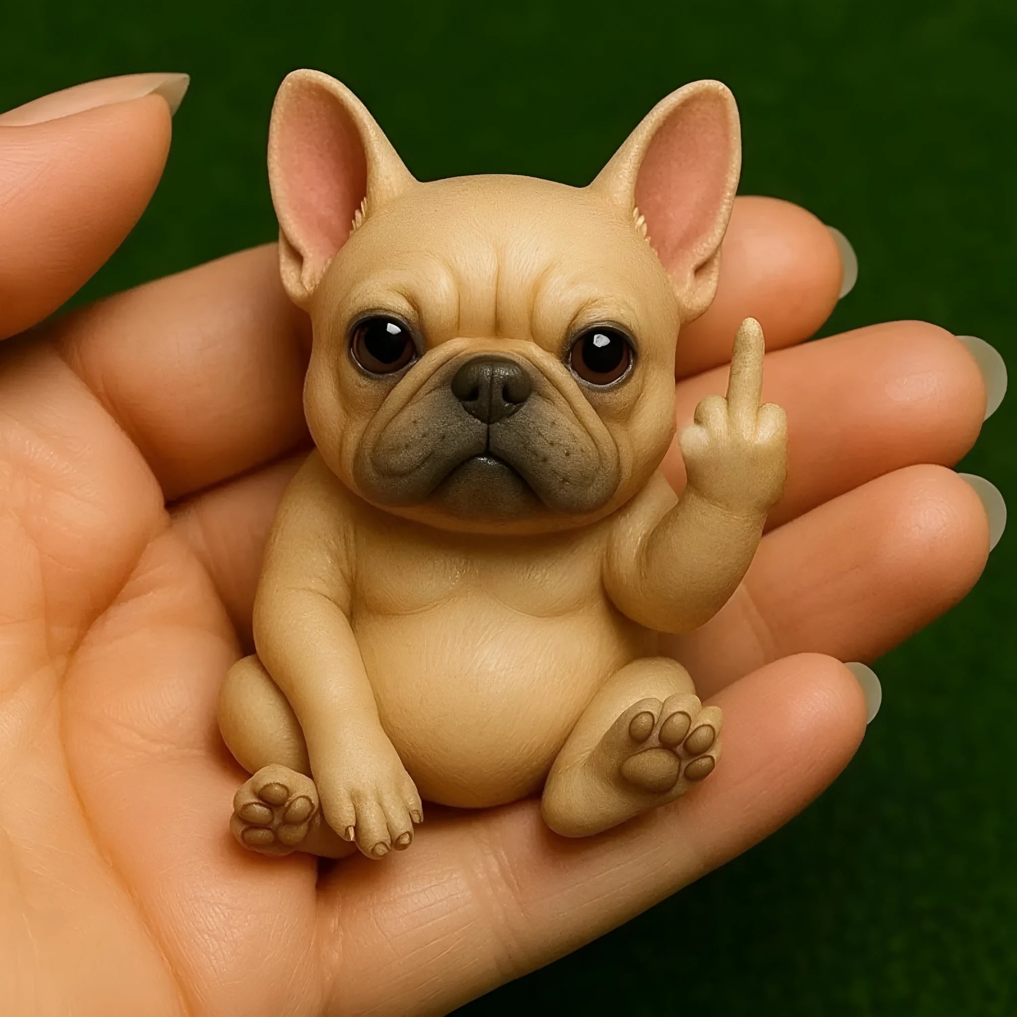 Mini resin animal vertical middle finger doll ornament in chosen animal design