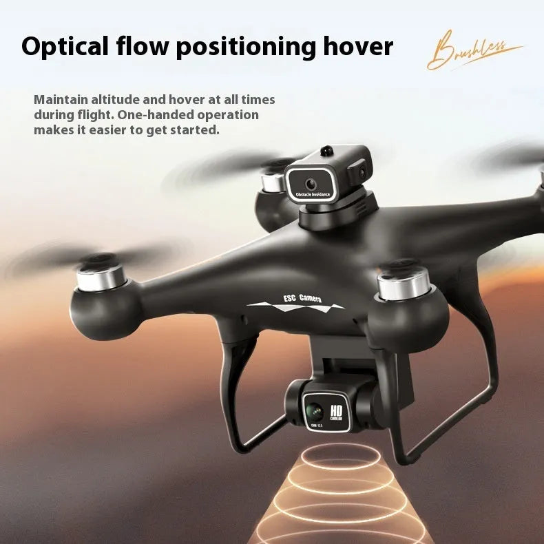 Black or White HD compact brushless UAV drone with four-side obstacle avoidance sensors.