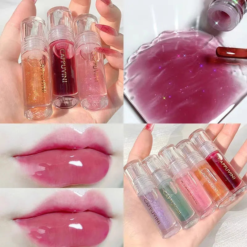 Water light transparent lip gloss in 5 shades with non-sticky moisturising formula