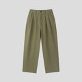 Men's loose fit cotton linen trousers in wide-leg Korean style with zip fly and elastic waist