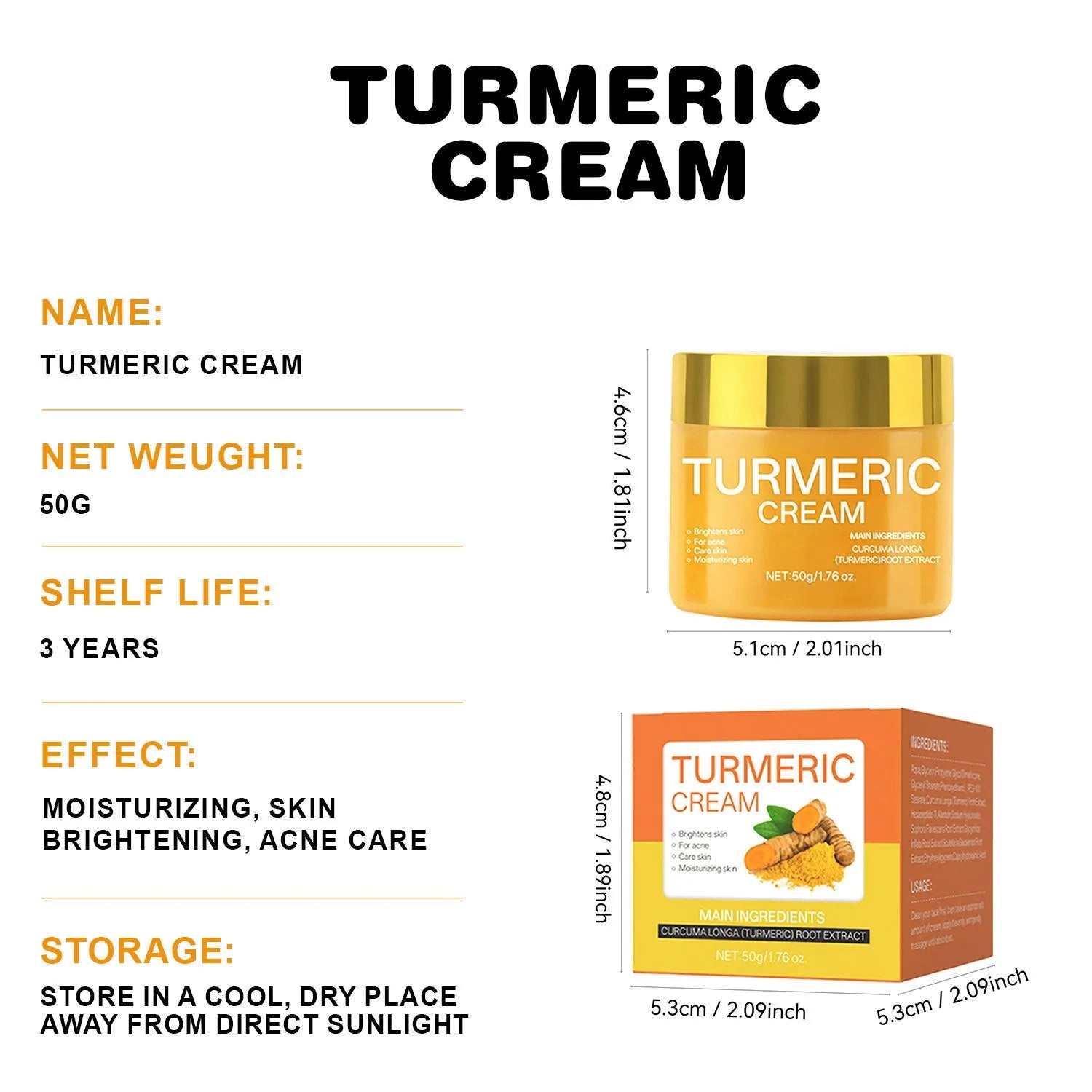 50g jar of hydrating and nourishing moisturising cream for skin brightening