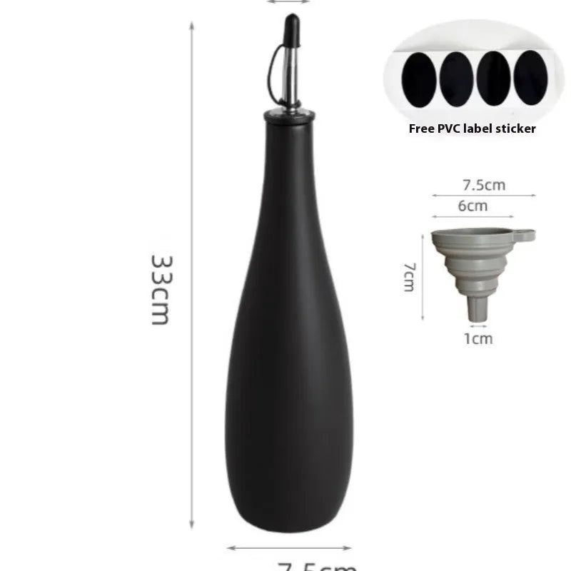 Ceramic kitchen oil pot with sealed lid and conical funnel in three colour options