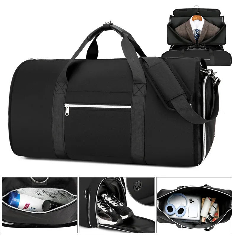 Oxford cloth multifunction storage bag with dry wet separation compartments in grey colour
