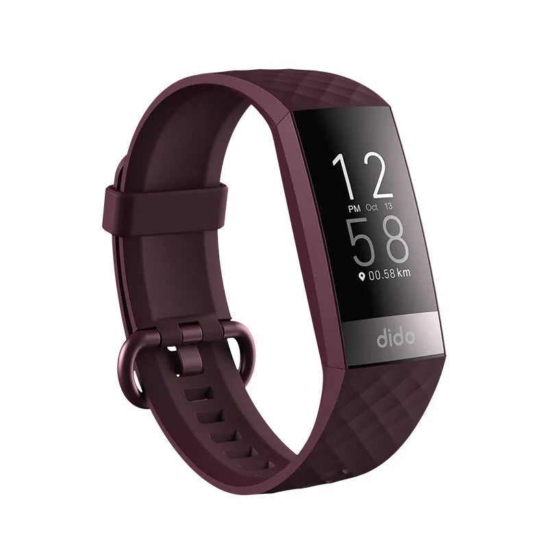 Y6 Black smart bracelet with health monitoring on a wrist, showing the 1.1-inch touchscreen.