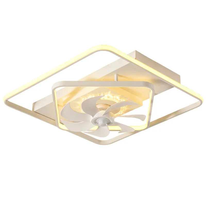 Modern thin suction ceiling fan lamp with light, 1100mm diameter with acrylic shade and plastic blades