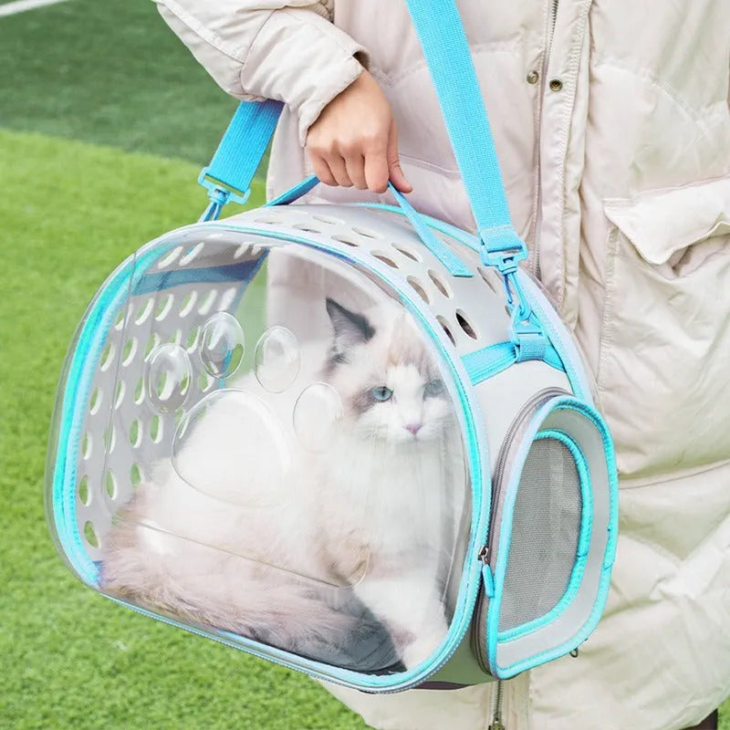 Hard EVA transparent space capsule cat backpack carrier in multiple colours.