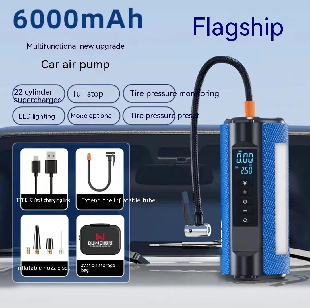 TS01 portable car tyre electric air pump with digital display and extended air pipe