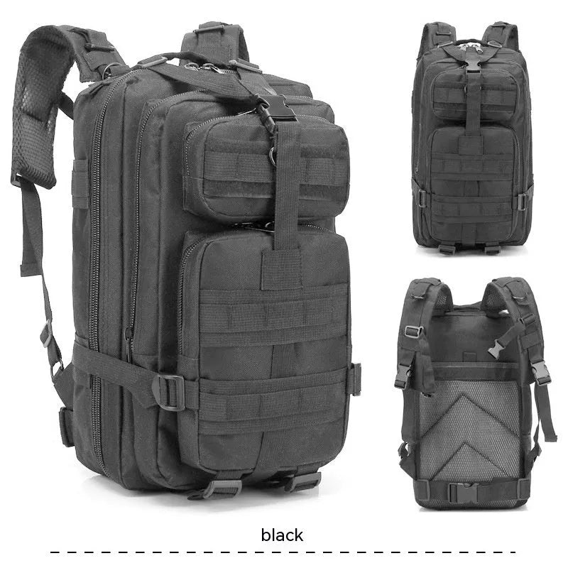 Large khaki hiking backpack with air pillow belt system shown for off-road use.