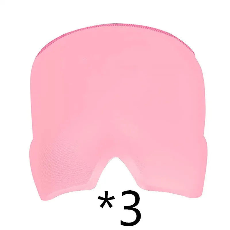 Black elastic gel cold compress eye mask for headache relief with measurements