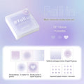 Square 70mm multifunctional notepad with blush, blue, green, and purple colour options showing sticky notes, note paper, and parchment sheets.