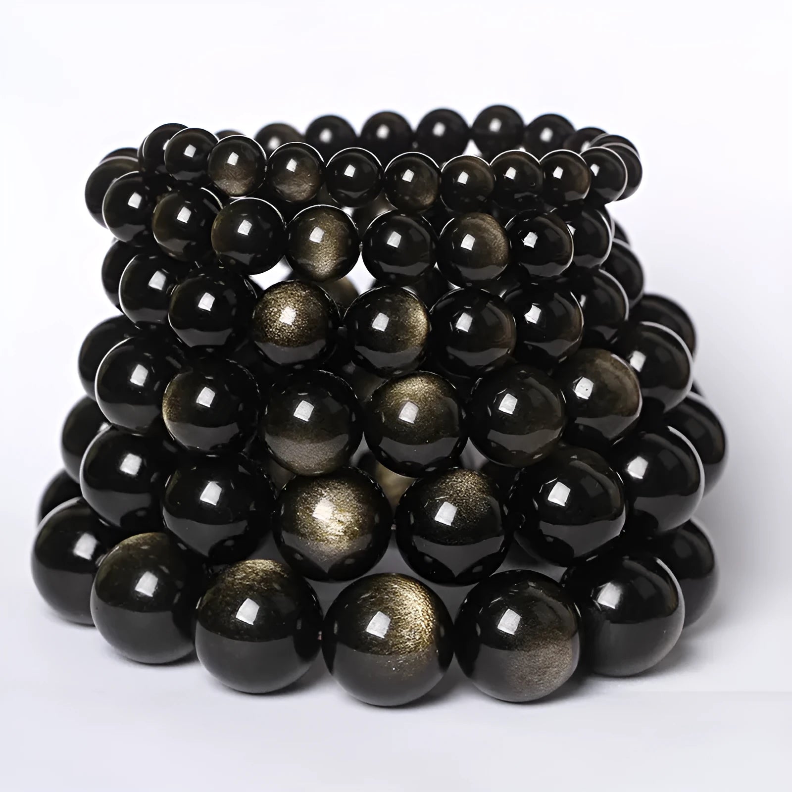 Hand-woven obsidian couple bracelet with year of birth symbols in ethnic style design