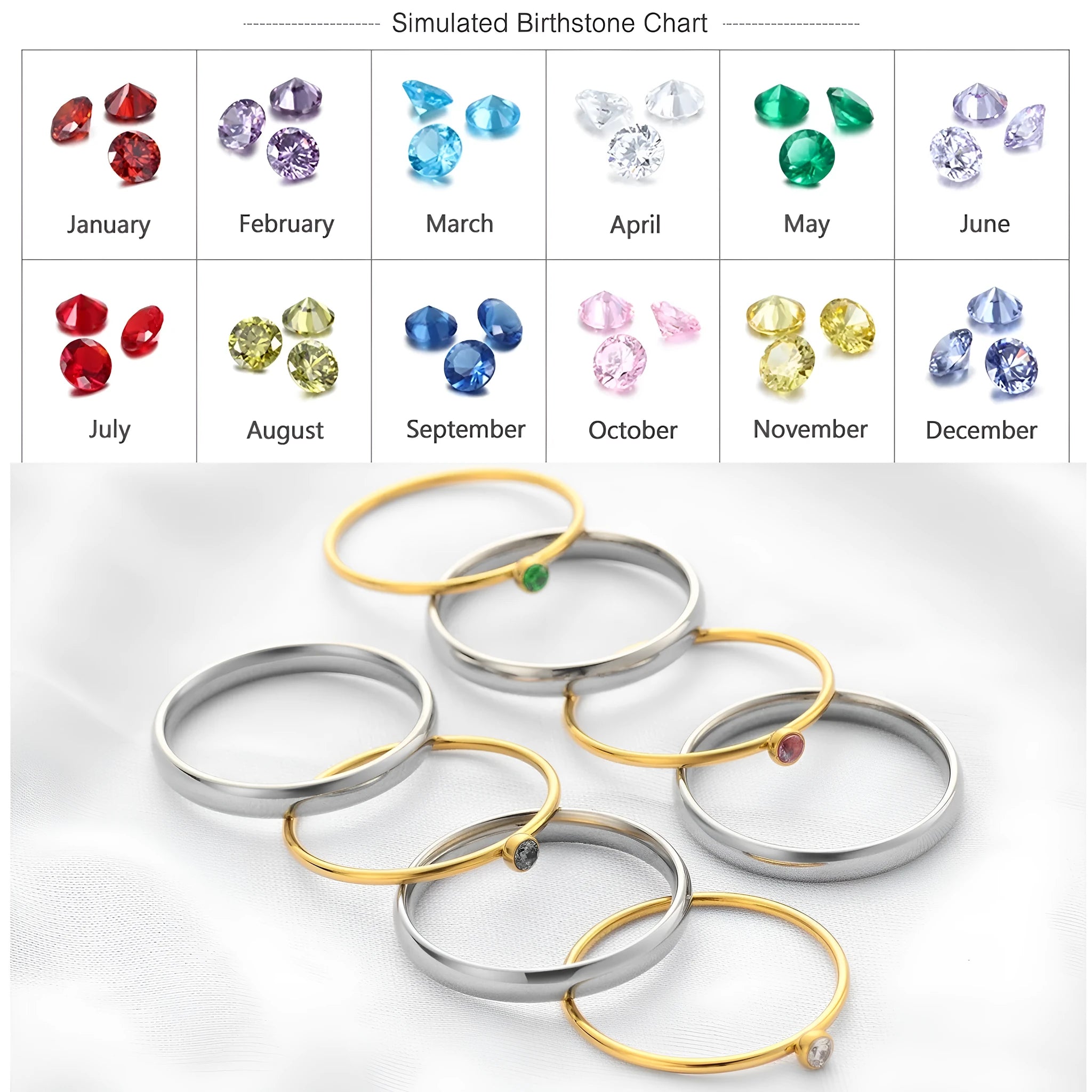 Geometric titanium steel ring with engraved December birthstone design on a finger.