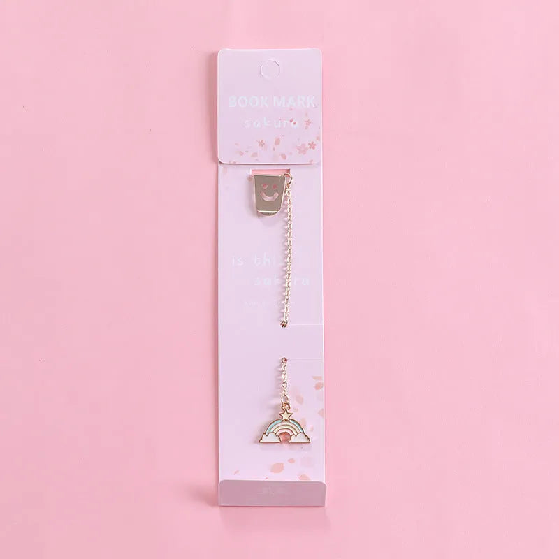 Creative cartoon metal pendant bookmark with alloy construction and colourful cartoon design