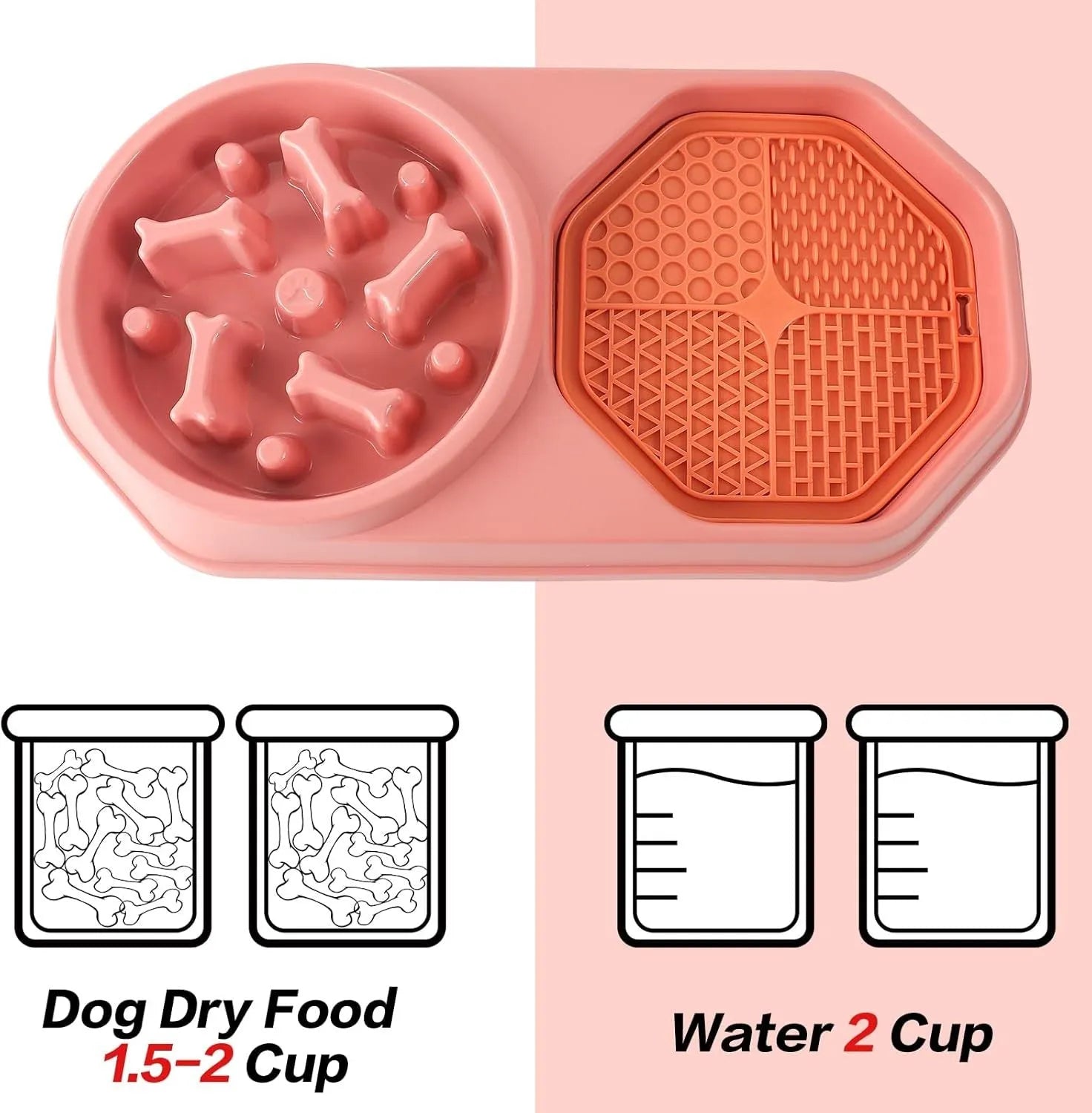 Blue slow feeder puzzle dog bowl with non-slip base for anti-gulping feeding.