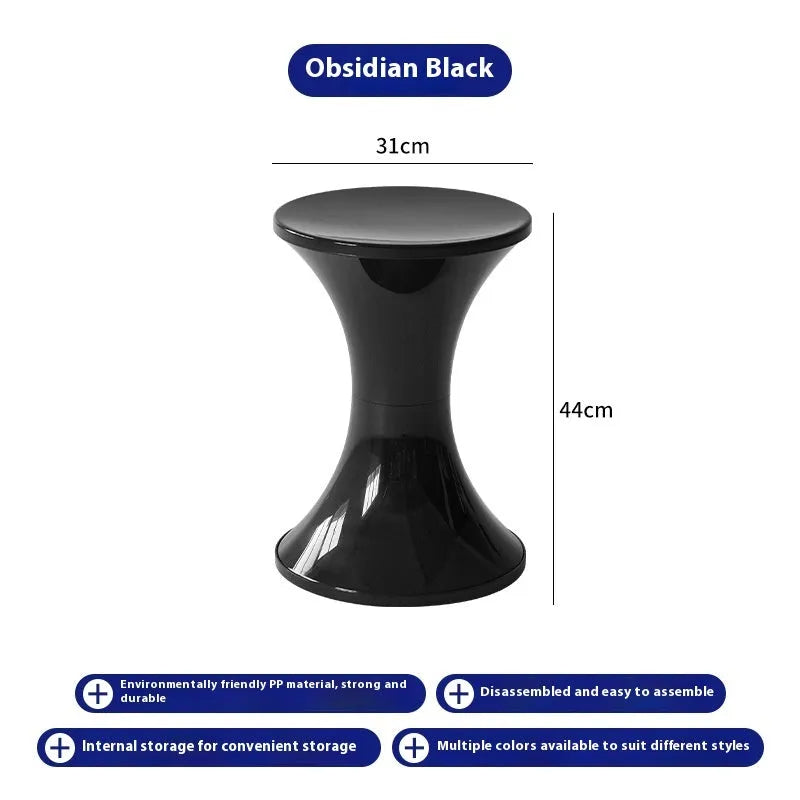 Plastic hourglass style shoe changing stool in multiple colour options