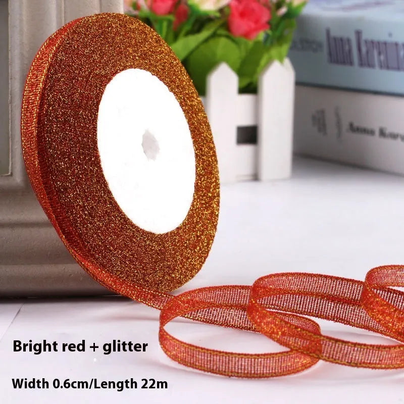 Roll of 0.6cm wide polyester gift ribbon in a choice of colours, with 22 metres per roll.