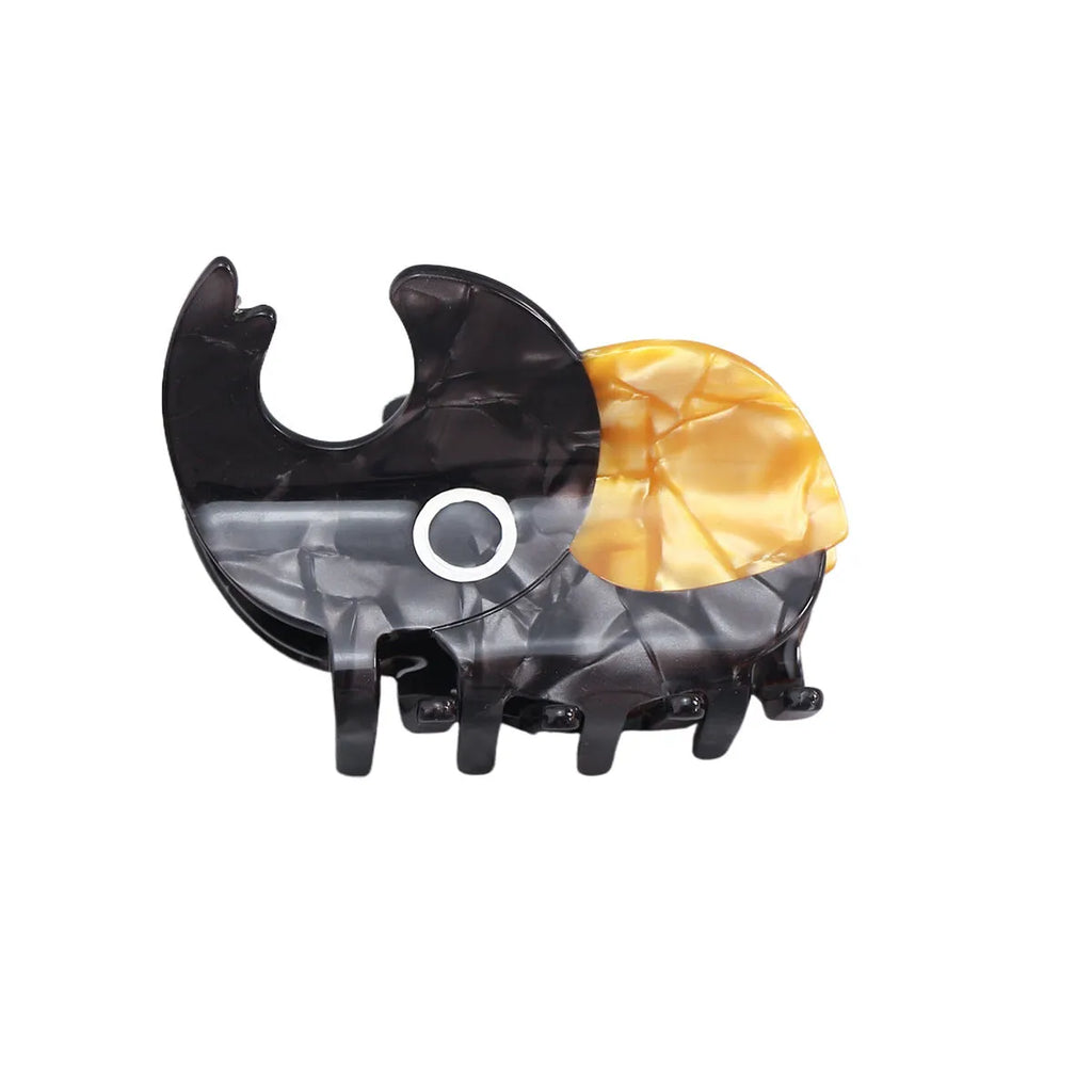 Handmade transparent acetate sheet with cartoon beetle and caterpillar illustrations for biology education
