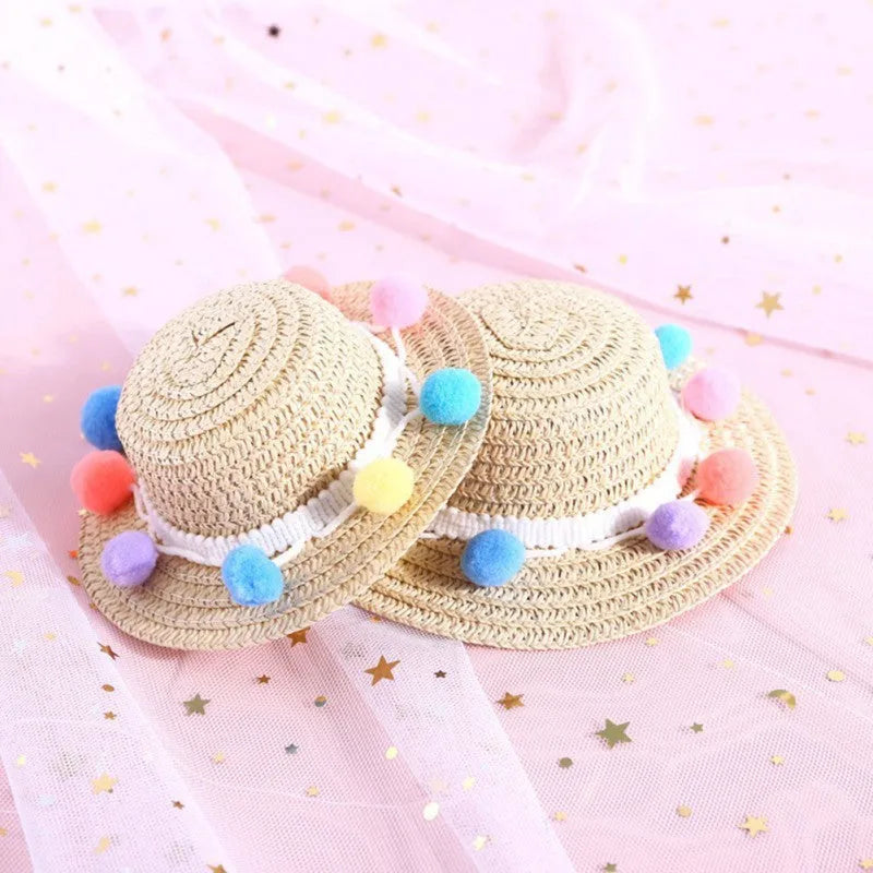 Handmade paper pet hat with adjustable bowknot for dogs and cats in cartoon style