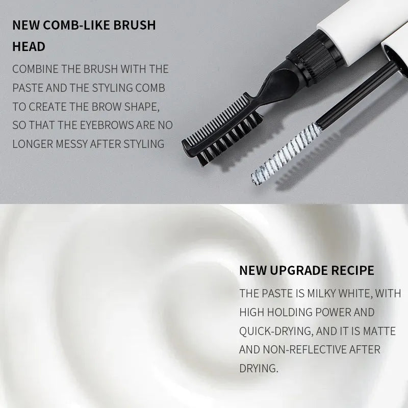 Eyebrow liquid with brush for natural wild brow styling in white and pink options