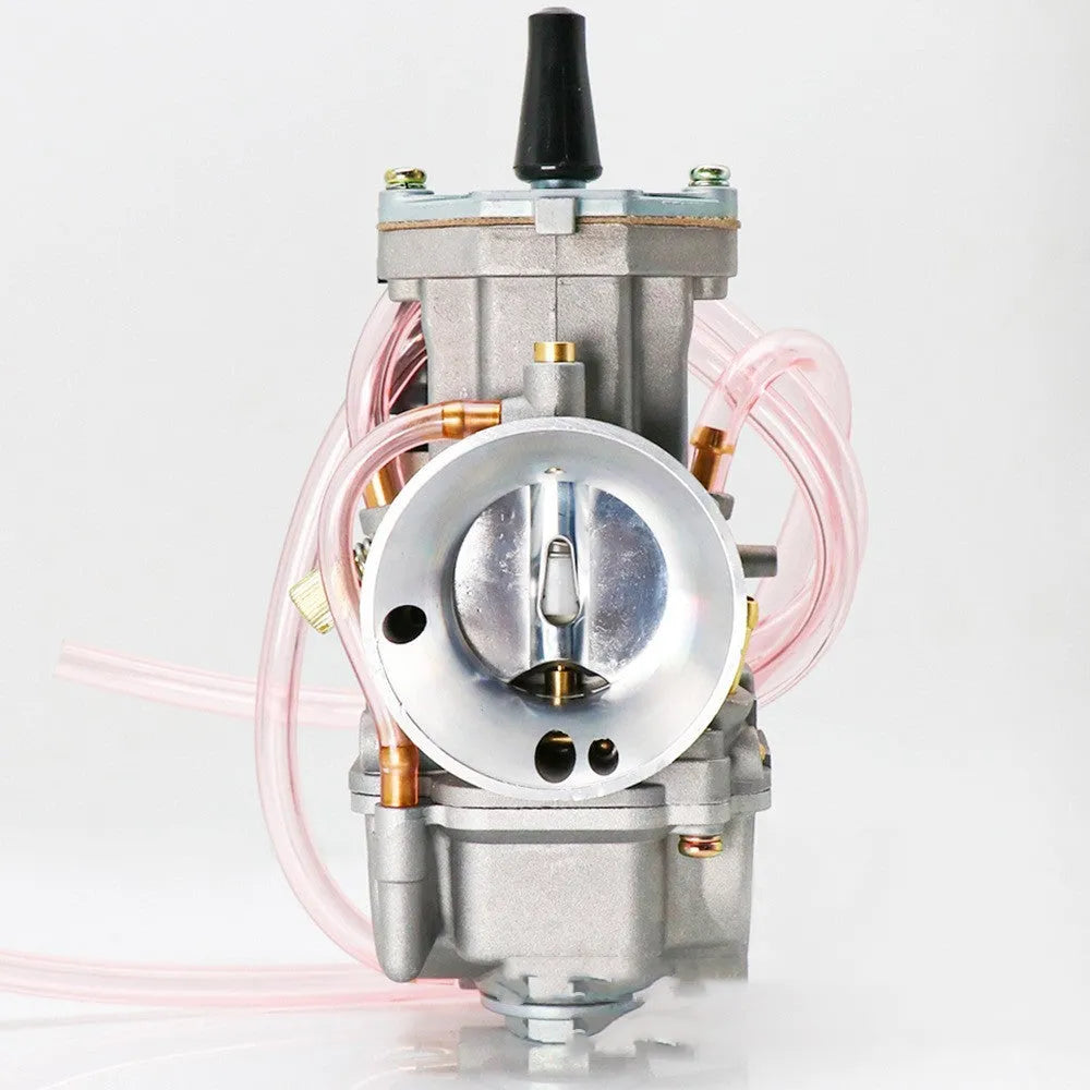 Sandblasted PWK motorcycle carburetor kit with sizes from 21mm to 34mm for engine modification.