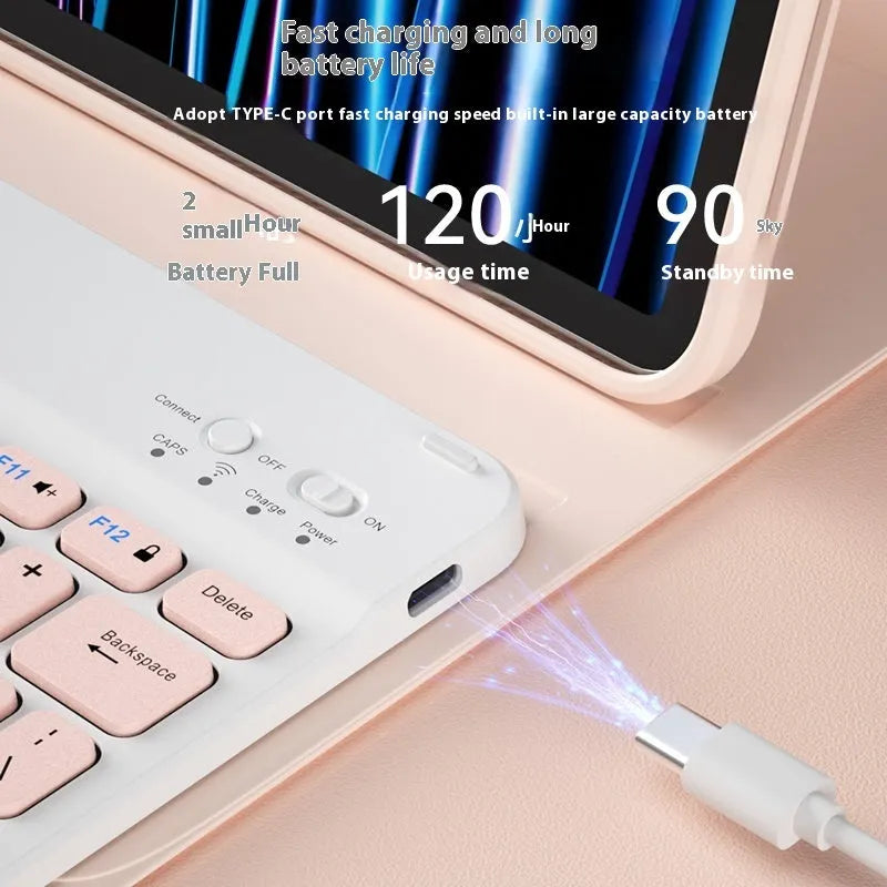 Bluetooth keyboard for tablets and PCs in various colours including white, green, and pink