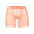 Men's seamless U-convex sports shorts in nylon fabric, available in orange, pink, and red colours