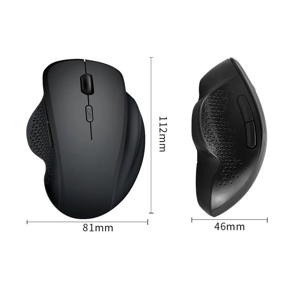 Self-charging wireless laptop mouse in black or grey with USB charging cable