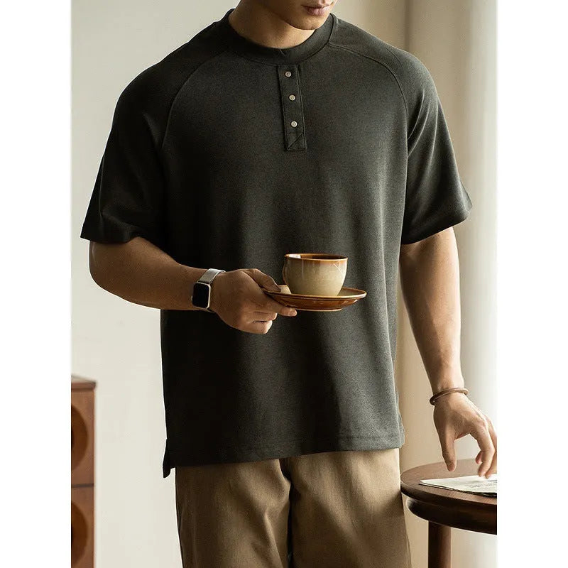 Women's casual loose top with raglan sleeves in terry texture cotton-polyester fabric