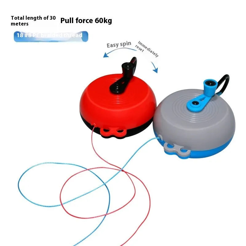 Fishing lure rescue tool with wheel mechanism and braided line for retrieving snagged baits