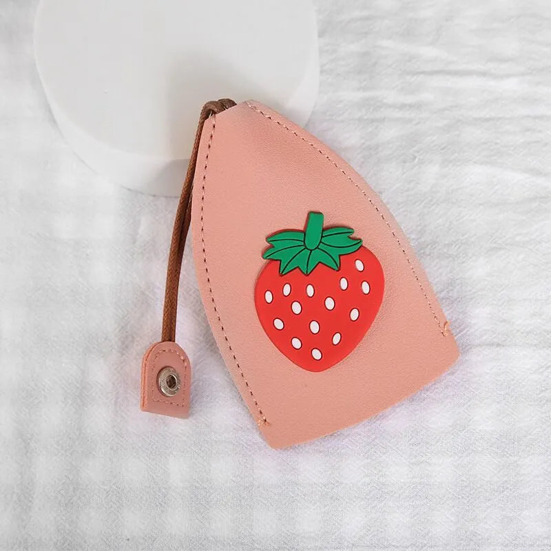 Cartoon design PU leather pull-out car key protector case showing colourful patterns