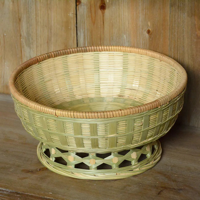 Handmade woven bamboo storage basket in natural colour with three size options
