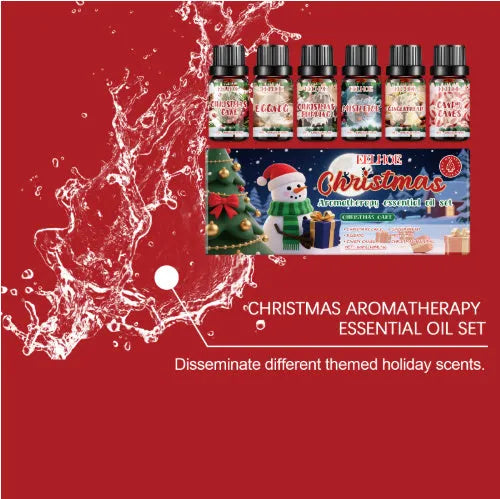 Christmas aromatherapy oil suit showing six 60ml bottles for home fragrance diffusion