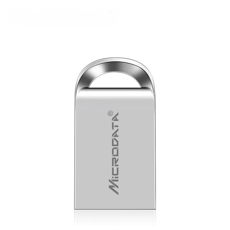 Small silver car-shaped metal USB flash drive on a chain necklace.