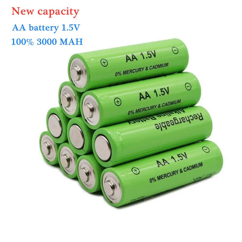 Pack of five industrial grade 3000mAh rechargeable AA batteries 1.5V
