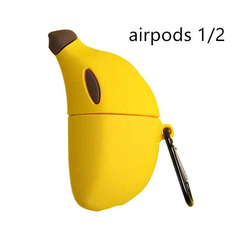 Yellow silicone protective case with banana design for AirPods Pro wireless headphones