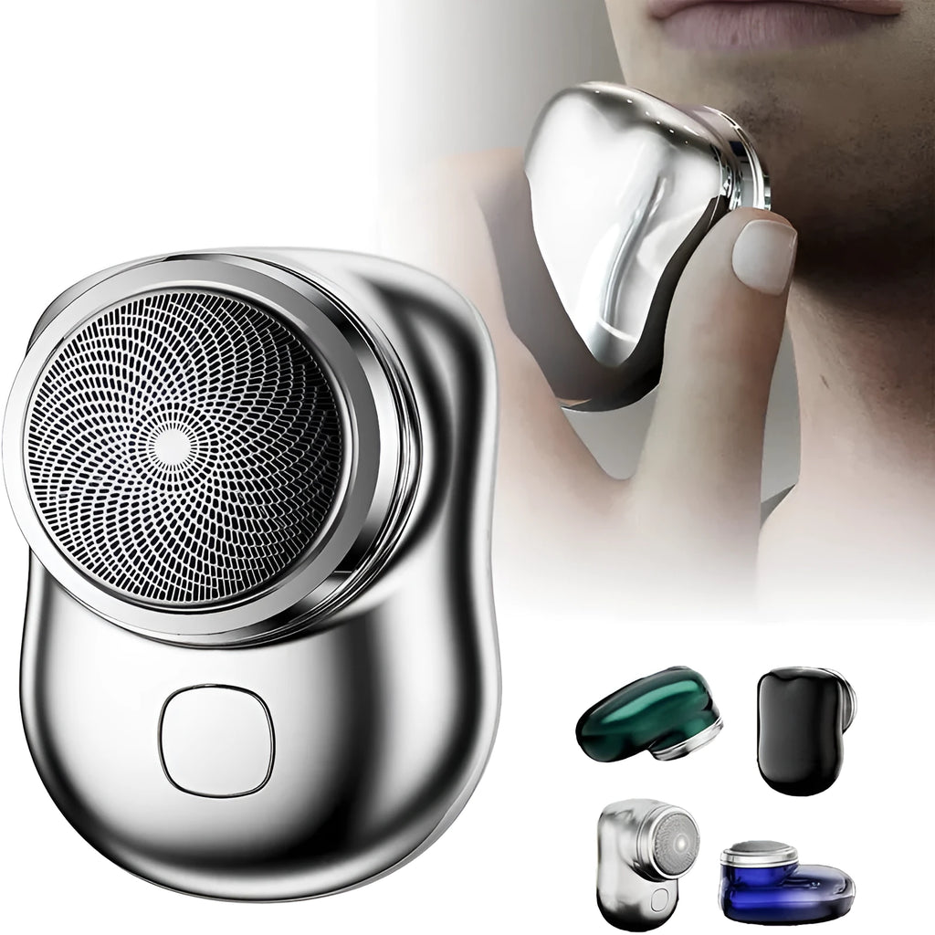 Mini portable rechargeable USB electric shaver with aluminium metal body and rotary 1-blade head