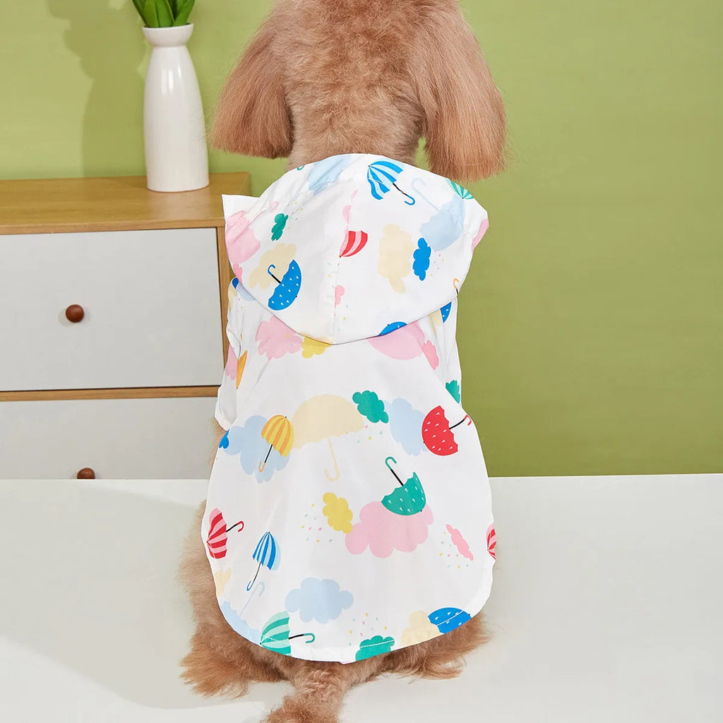 Cartoon umbrella pattern pet raincoat in five sizes for dogs and cats