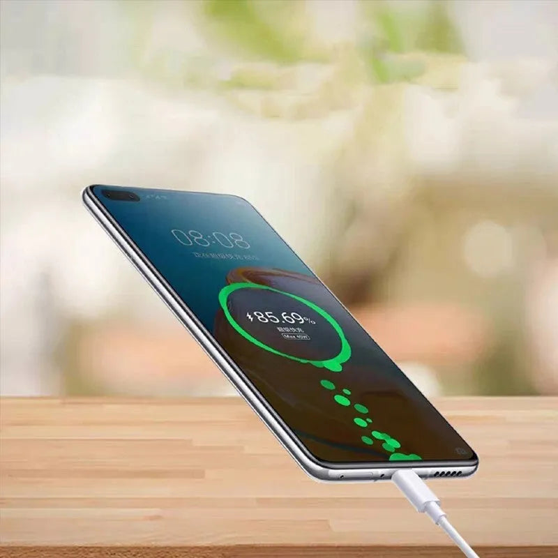 White 40W USB fast charger and 5A cable set for mobile phones with QC3.0 compatibility