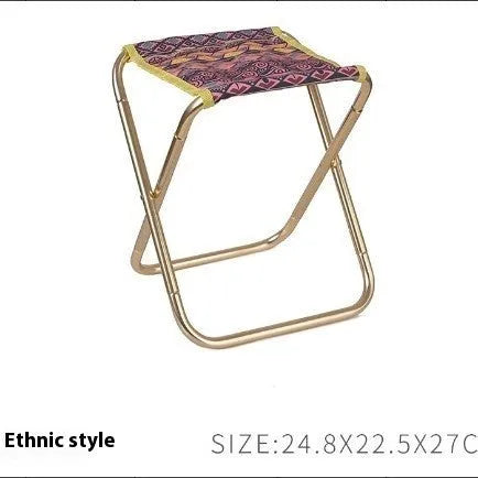 Black aluminium alloy folding camp stool shown in open and folded positions for portable outdoor seating.