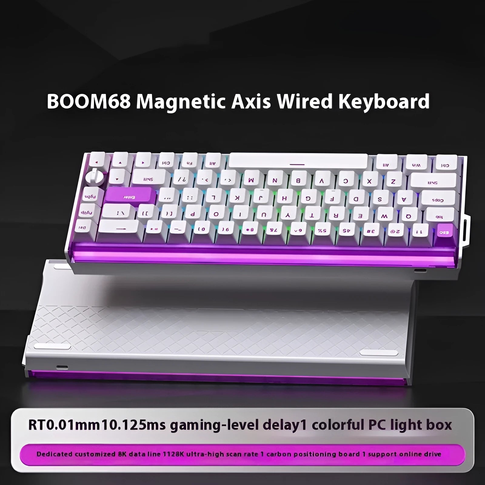 BOOM68 compact mechanical keyboard with RGB backlight in gradient pink colour variant