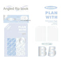 Oblique Angle Salt Series A5 and B5 notebook with white or plaid blue cover, open to show unlined pages.