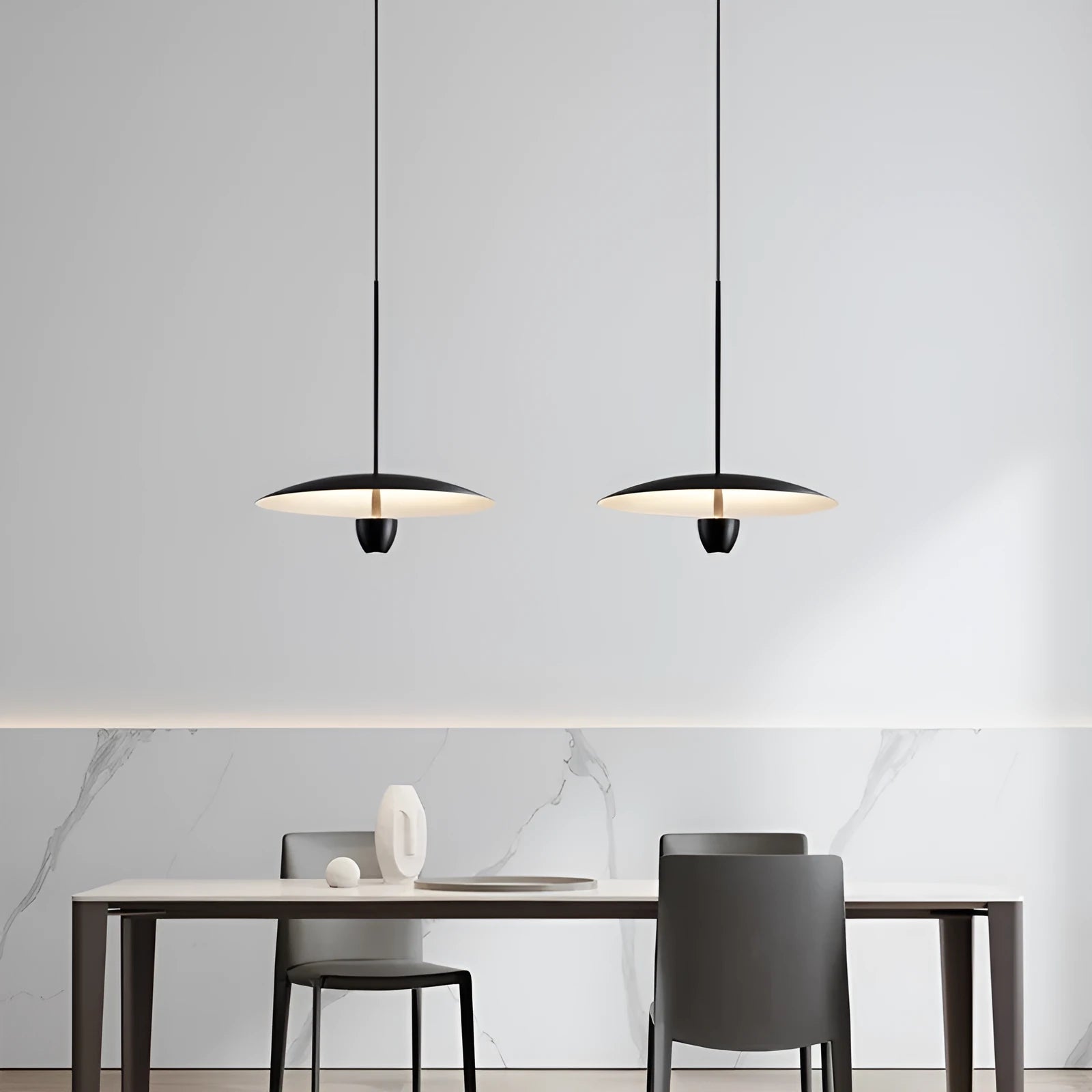 Black minimalist Nordic chandelier with 400mm size and warm white illumination