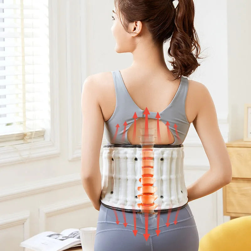 Automatic inflation lumbar waist supporter in PU material for back pain relief and posture correction