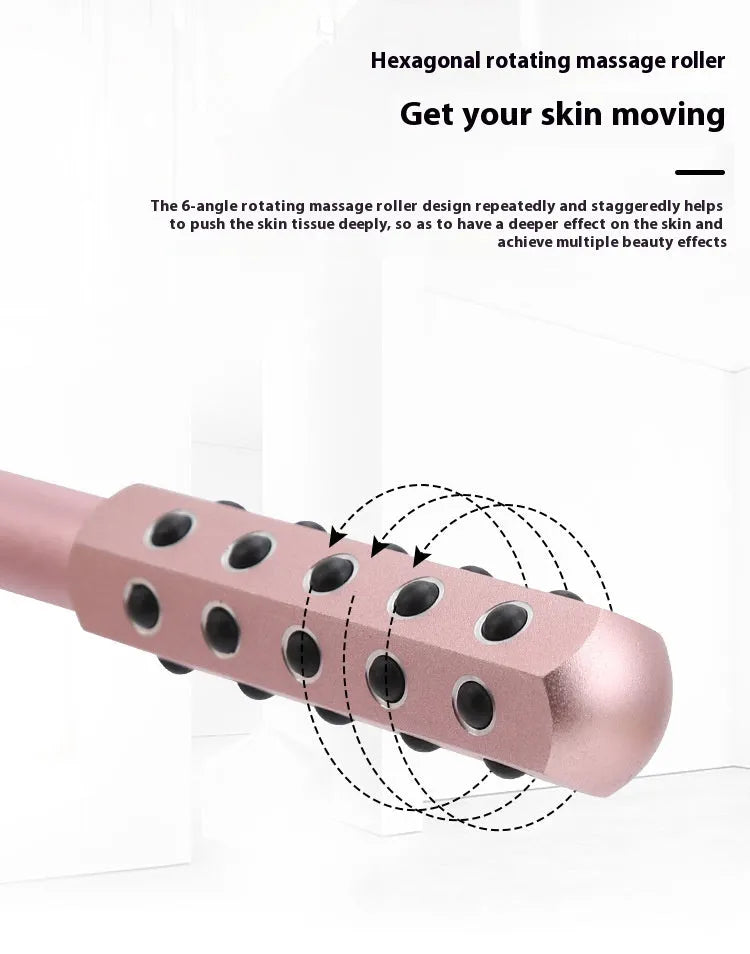 Germanium particles roller beauty massage instrument in purple colour, 193mm handheld facial massage device