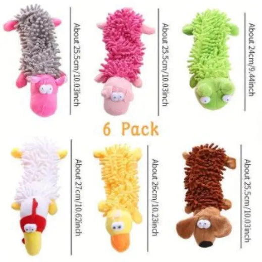 Plush microfiber horse molar dog toy in brown dog, yellow duck, white chicken, pink pig, frog or hippo design
