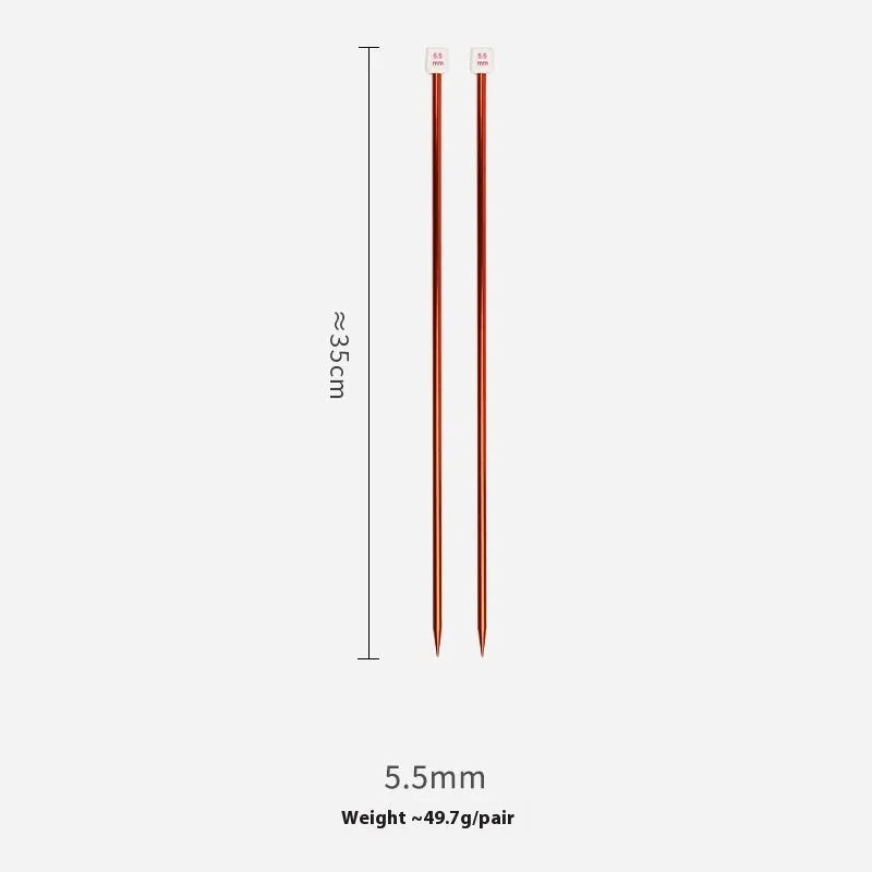 Complete set of lengthened crochet hooks in 14 sizes from 2.0mm to 10.0mm, each with a protective end cap.