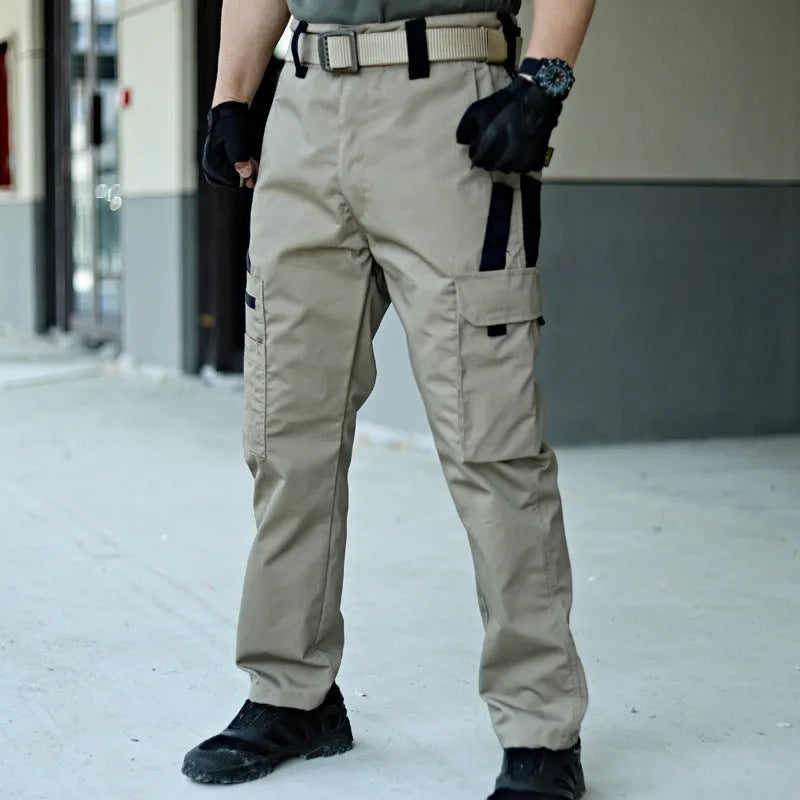 Beetle Tactical Trousers Men's Outdoor Multifunctional Elastic Waist Pants in Black Size M